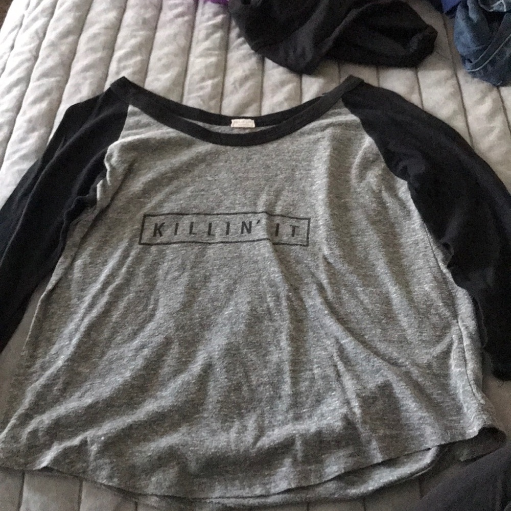 Black and grey baseball style tee